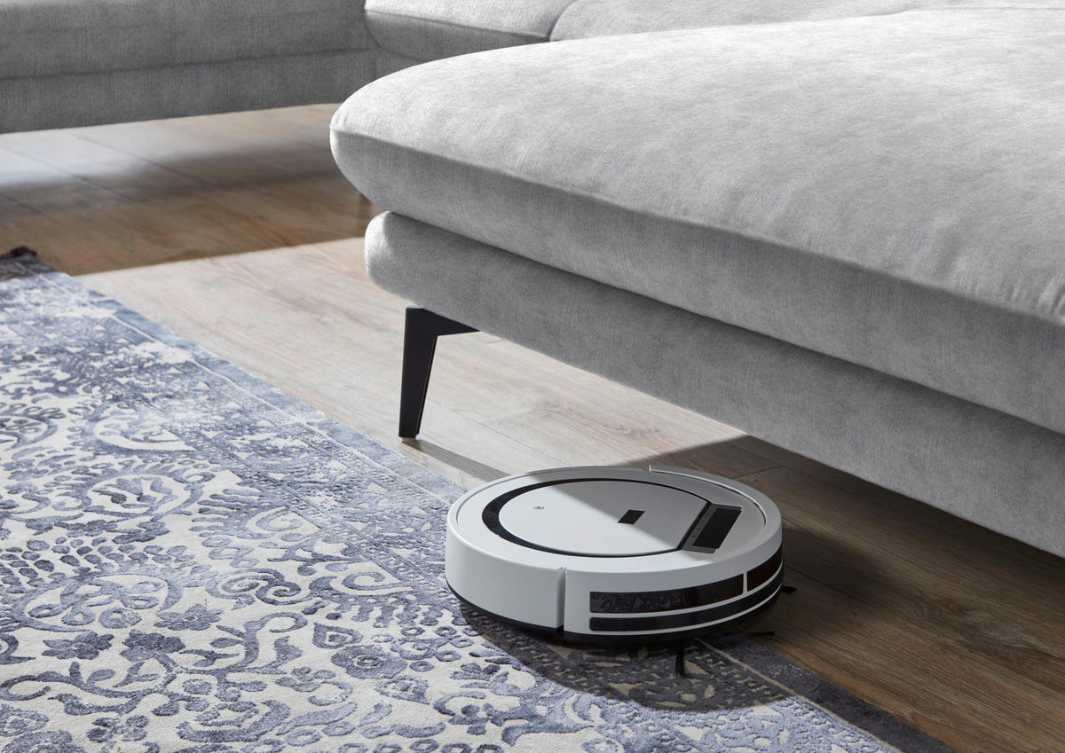 WOHNLANDSCHAFT in Velours Hellgrau  - Hellgrau/Schwarz, Design, Textil/Metall (208/344/180cm) - Dieter Knoll