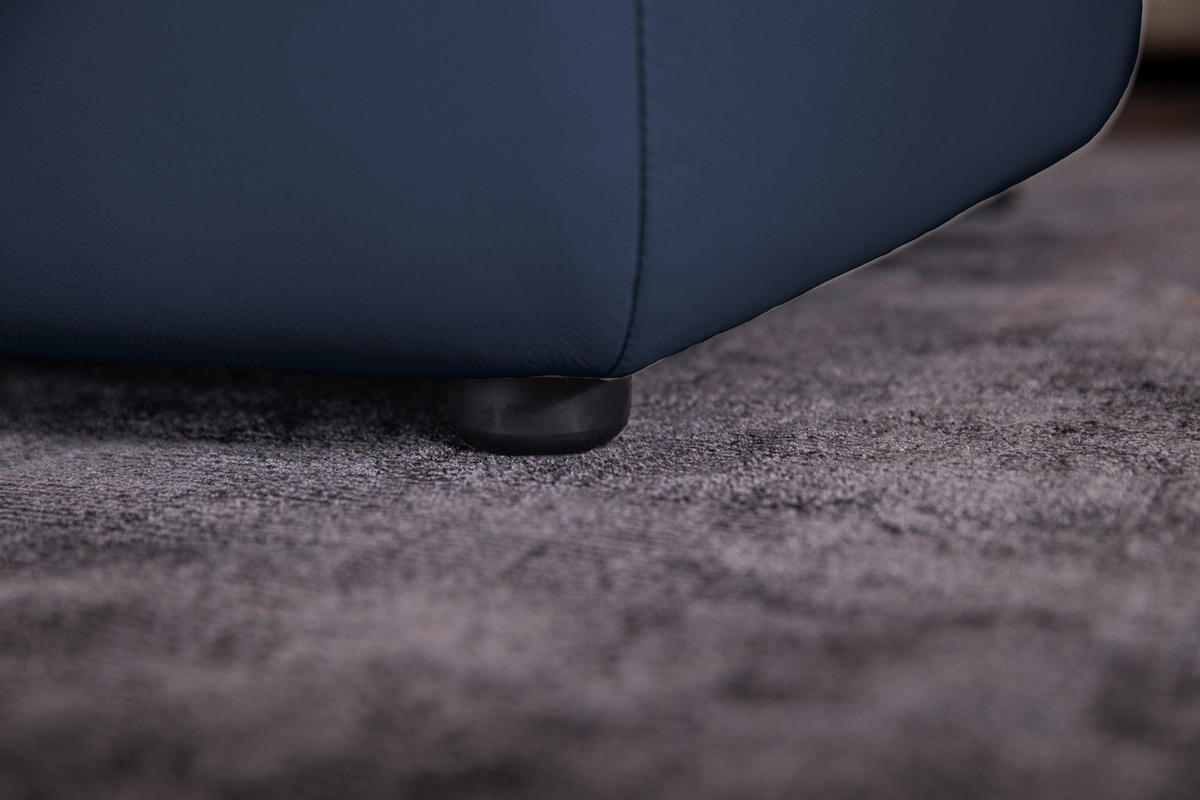HOCKER in Leder Blau  - Blau/Schwarz, Modern, Leder/Kunststoff (120/39/60cm) - W.Schillig