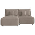 ECKSOFA Beige Cord Zierkissen, Rückenkissen, Schlaffunktion, Rücken echt  - Beige/Schwarz, MODERN, Kunststoff/Textil (153/200cm) - Xora