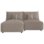ECKSOFA Beige Cord Zierkissen, Rückenkissen, Schlaffunktion, Rücken echt  - Beige/Schwarz, MODERN, Kunststoff/Textil (153/200cm) - Xora