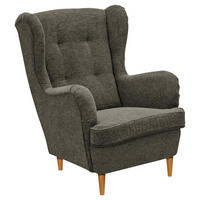 OHRENSESSEL Webstoff Olivgrün, Eiche Wotan  - Eiche Wotan/Olivgrün, Basics, Holz/Textil (78/102/98cm) - Carryhome