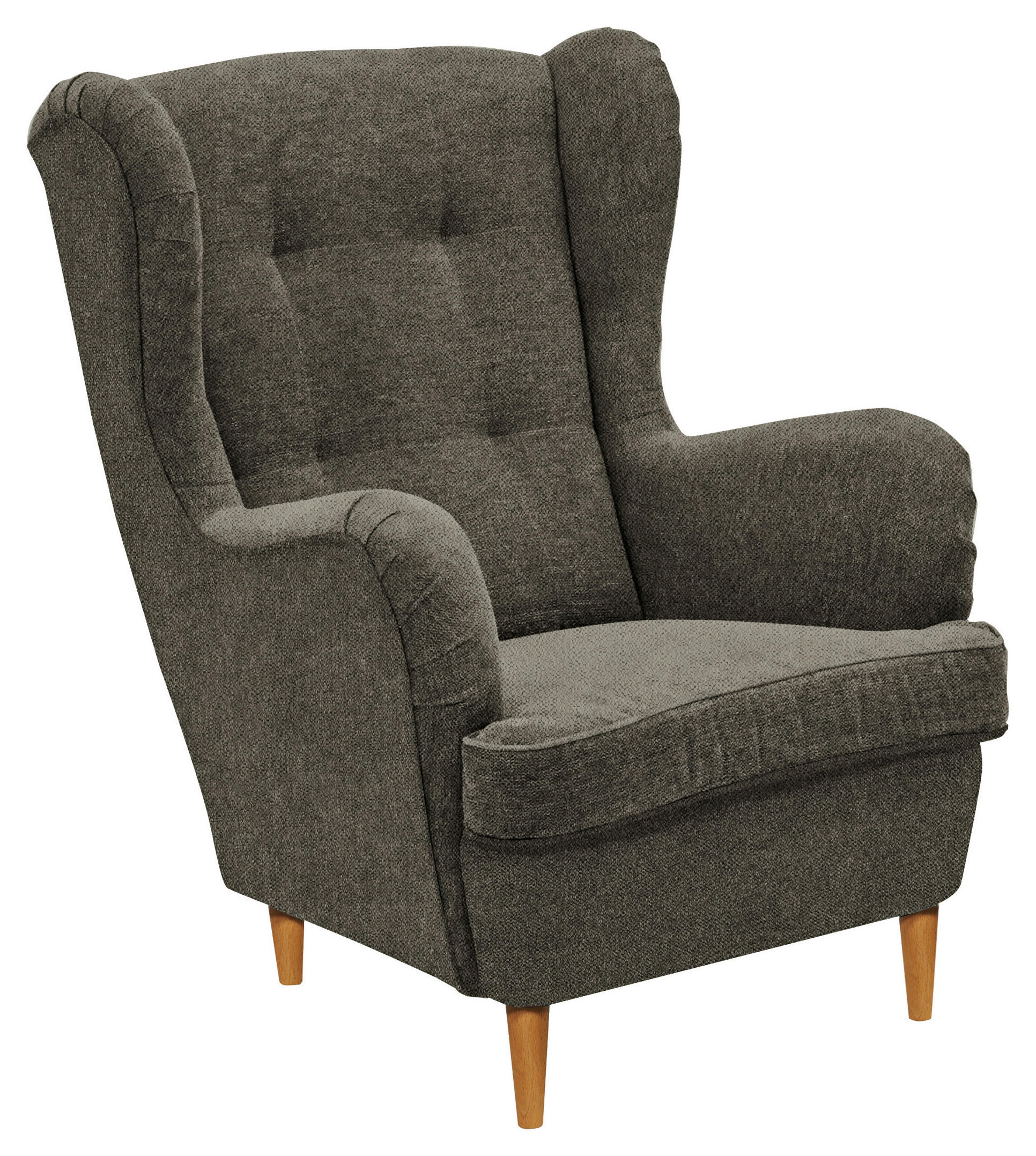 Carryhome Ohrensessel Olivgrün, Eiche Wotan 78x102x98 cm
