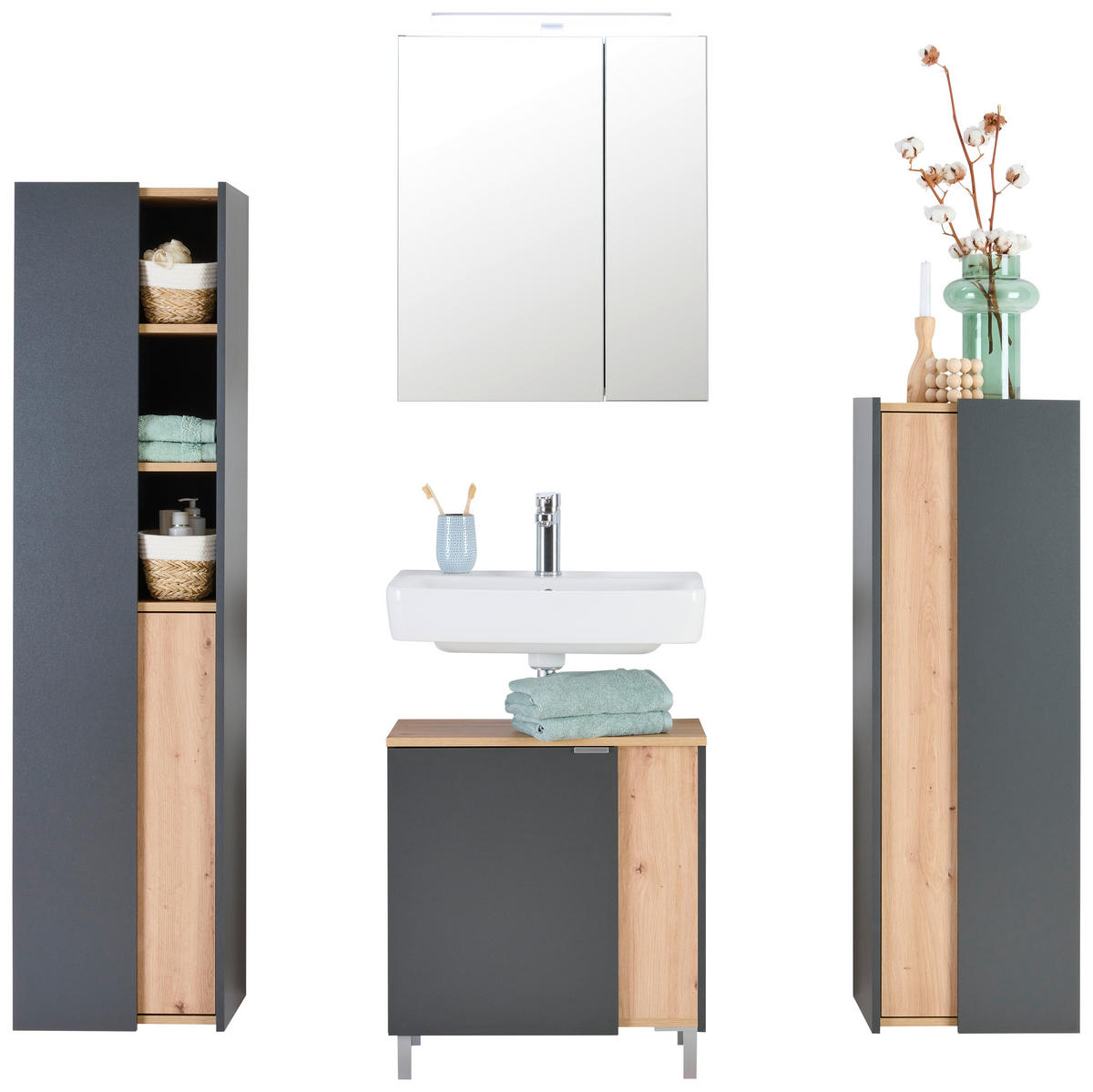 ARMOIRE HAUTE 40,2/160/31,7 cm  - Anthrazit/Eiche Artisan, Basics, Holzwerkstoff (40,2/160/31,7cm) - home24
