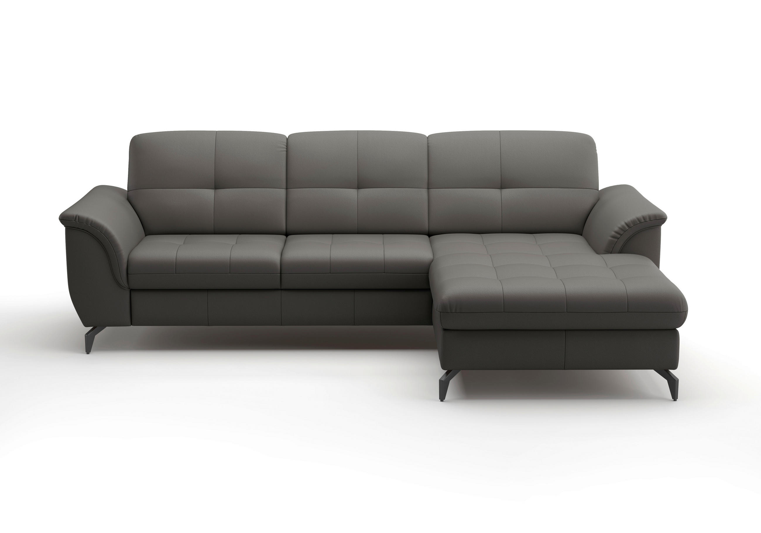 ECKSOFA in Vliesstoff Kombination Echtleder/Stoff Anthrazit  262/164 cm  - Anthrazit/Schwarz, MODERN, Leder/Textil (262/164cm) - Sit & More