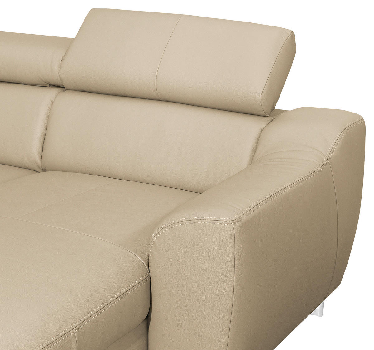 WOHNLANDSCHAFT in Lederlook Echtleder Beige  - Chromfarben/Beige, Design, Leder/Textil (208/315/175cm) - Livetastic