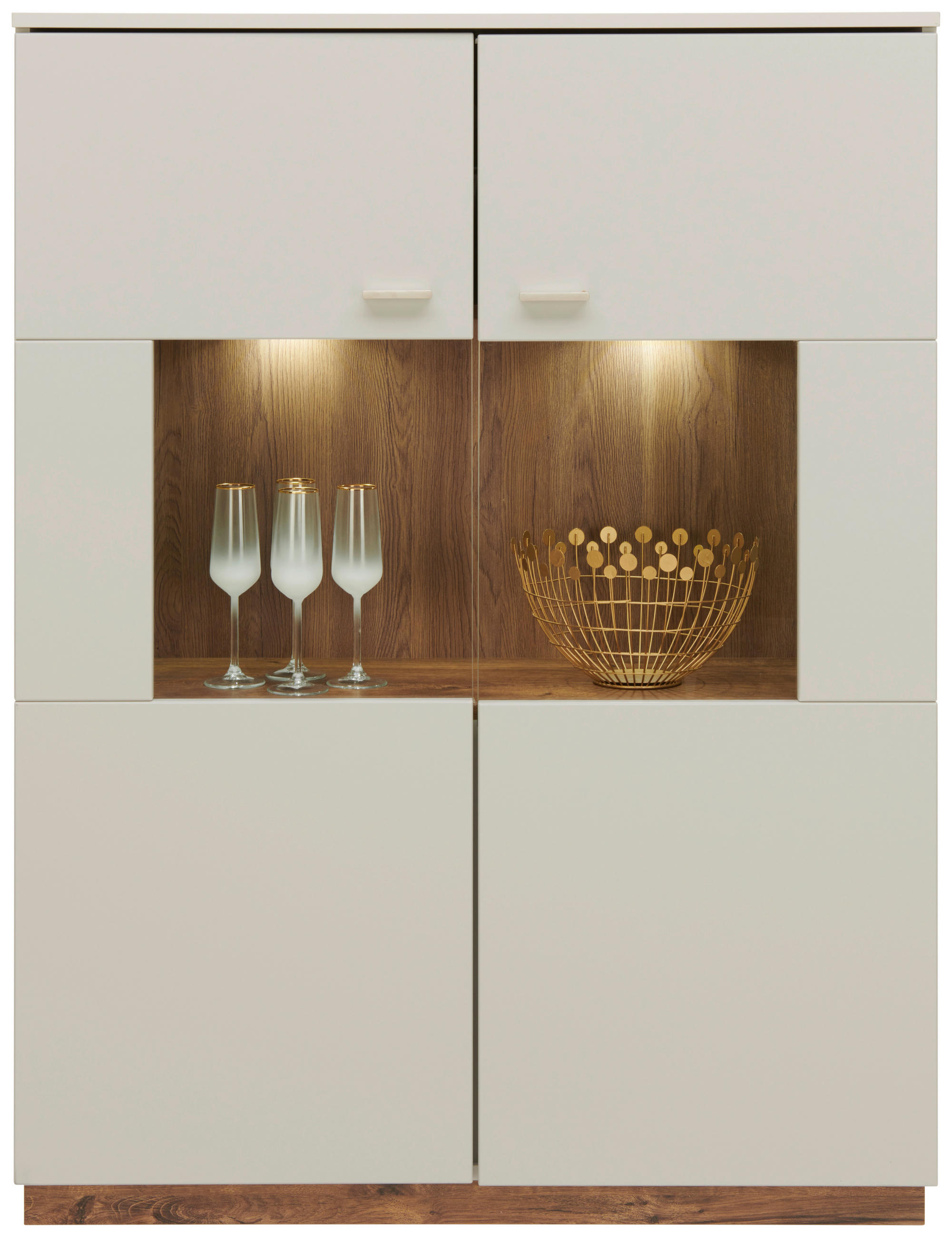 Vitrine Arian B: 100,1 Cm Eiche Ribbeck Dekor/hellgrau