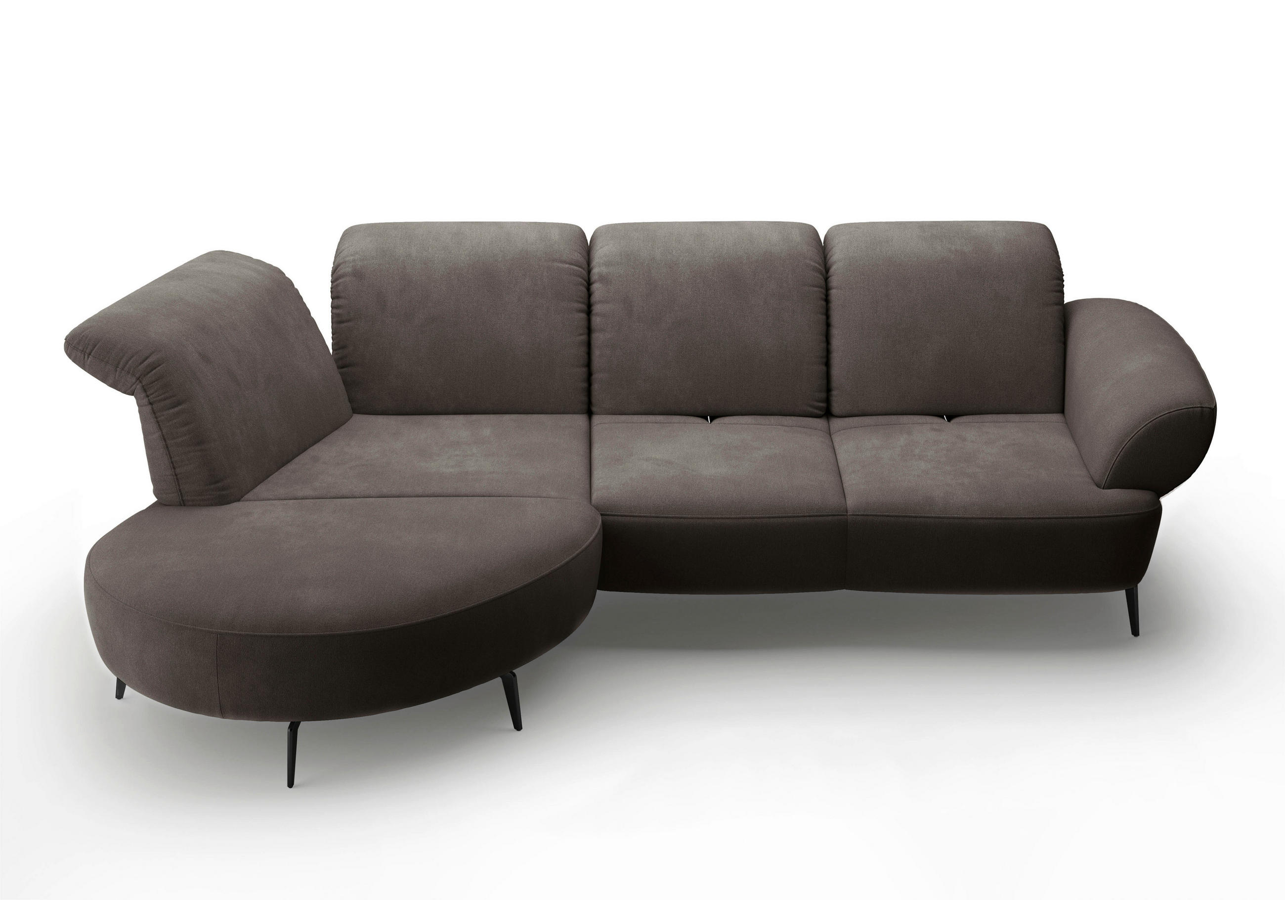 ECKSOFA in Flachgewebe Graphitfarben - Schwarz/Graphitfarben, Modern, Textil/Metall (208/313cm) - Sit & More