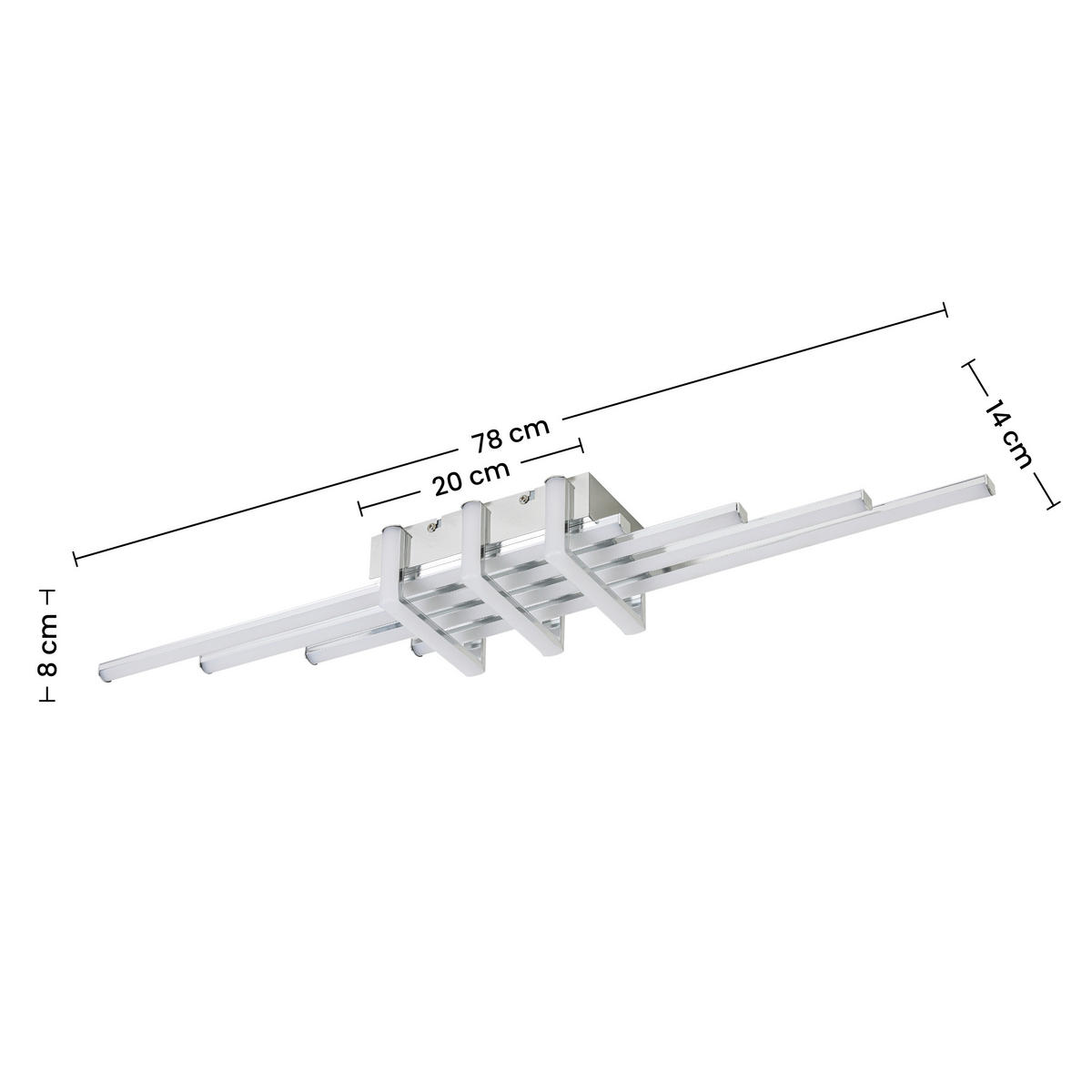 DECKENLEUCHTE    78/14/8 cm  - Chromfarben, Trend, Kunststoff/Metall (78/14/8cm) - Collett's Monde