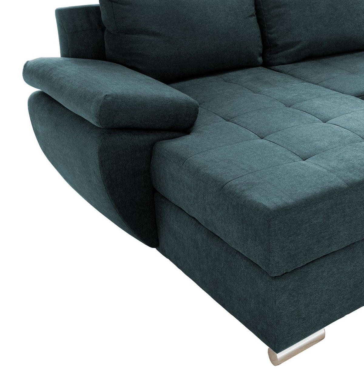 WOHNLANDSCHAFT Petrol Mikrofaser  - Chromfarben/Petrol, KONVENTIONELL (157/305/219cm) - Livetastic