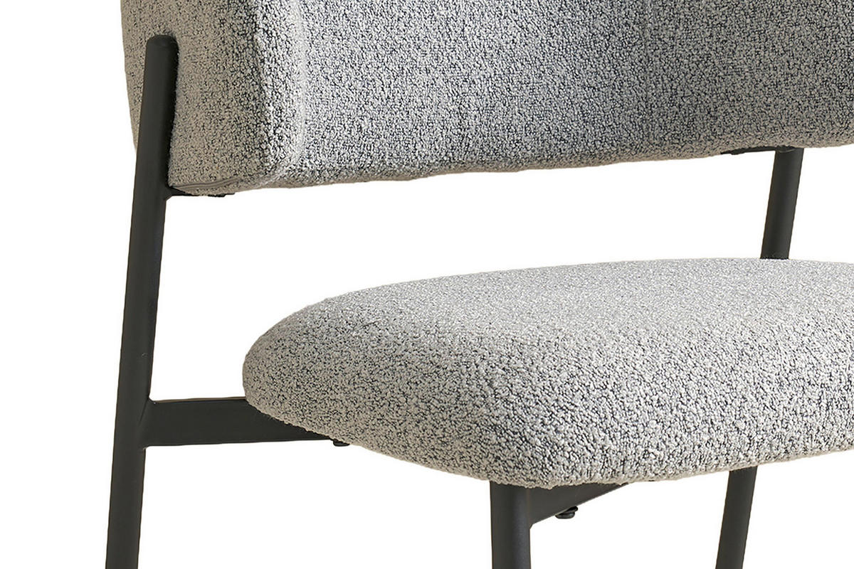STUHL-SET 2 Stück  Bouclé  Grau  - Schwarz/Grau, MODERN, Textil/Metall (58/80/60cm) - Schöner Wohnen