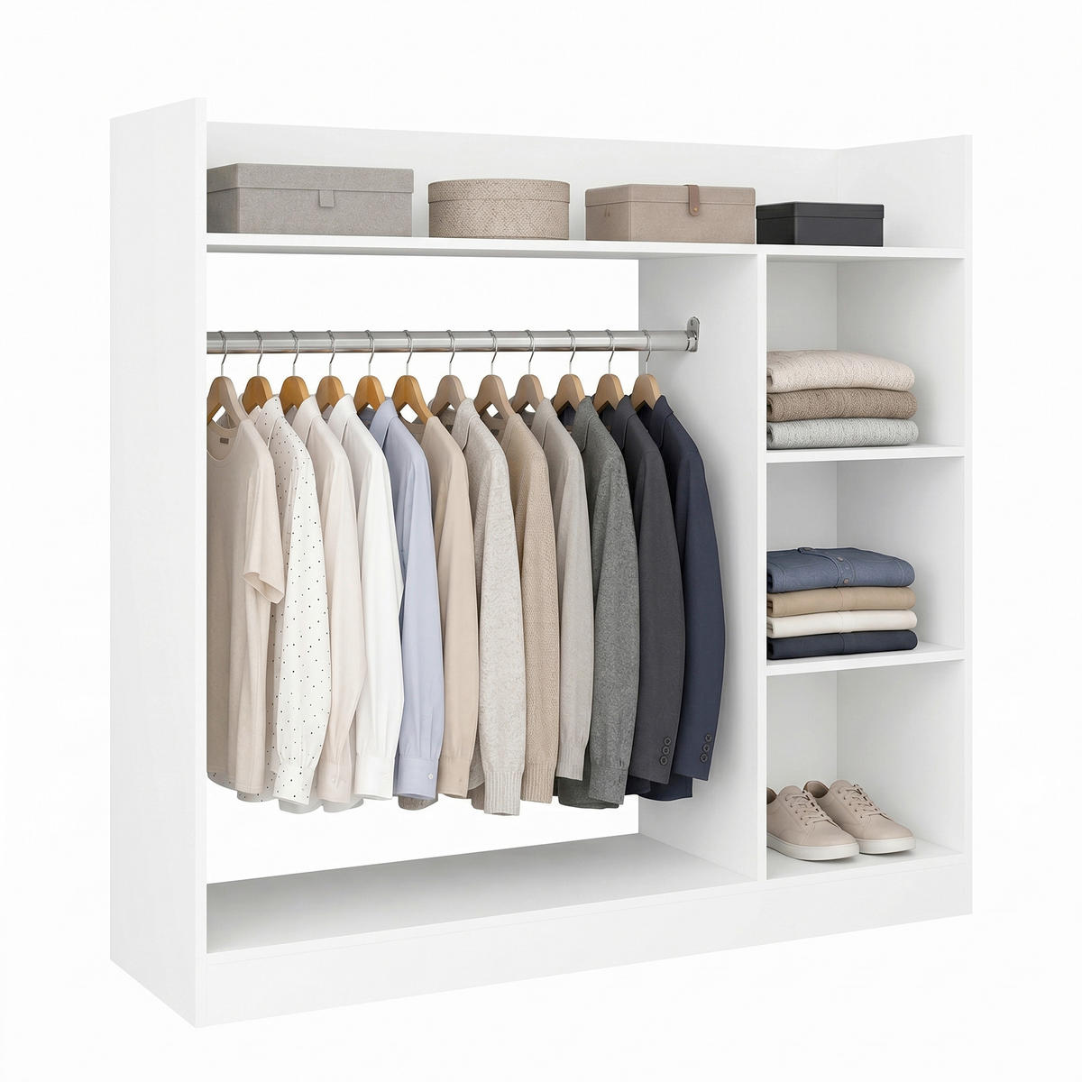 ODPRTA OMARA ZA OBLAČILA - bela, Moderno, kovina/leseni material (118/115/35cm) - Livetastic