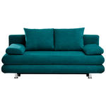 SCHLAFSOFA in Velours Blau  - Chromfarben/Blau, Design, Kunststoff/Textil (196/74/90cm) - Carryhome