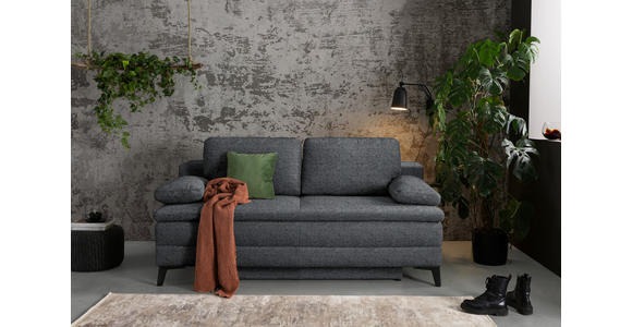BOXSPRINGSOFA Webstoff Dunkelgrau - Dunkelgrau/Schwarz, Design, Textil/Metall (200/100/108cm) - Novel