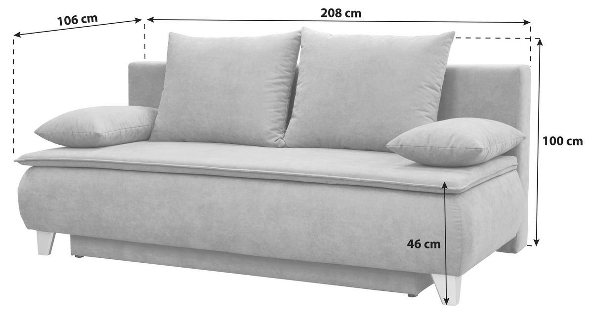 BOXSPRINGSOFA Flachgewebe Anthrazit  - Anthrazit/Silberfarben, MODERN, Holz/Textil (208/100/106cm) - MID.YOU
