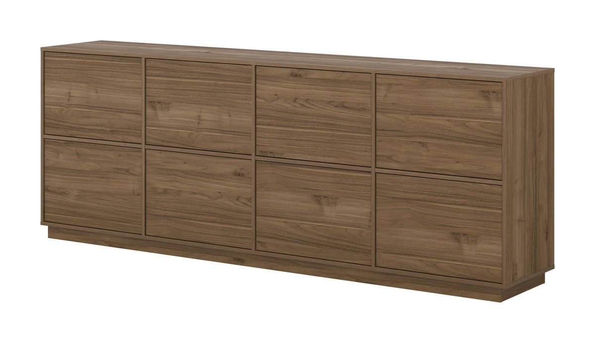 SIDEBOARD Japandi  in 220,5/45/41,5 cm  - Nussbaumfarben, Design, Holzwerkstoff (220,5/45/41,5cm) - MID.YOU