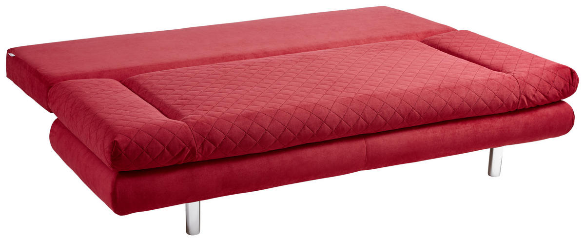 SCHLAFSOFA Armteil verstellbar Mikrofaser Rot  - Chromfarben/Rot, Design, Textil (194/73/91cm) - Xora