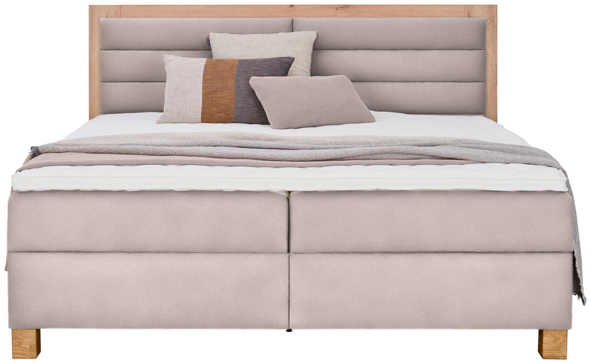 BOXBETT 180/200 cm  in Beige, Eiche Artisan  - Beige/Eiche Artisan, KONVENTIONELL, Holz/Textil (180/200cm) - Carryhome