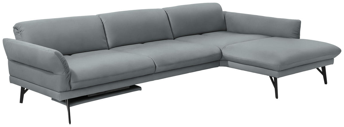 ECKSOFA in Echtleder Hellblau  - Anthrazit/Hellblau, Design, Leder/Metall (308/173cm) - Joop!