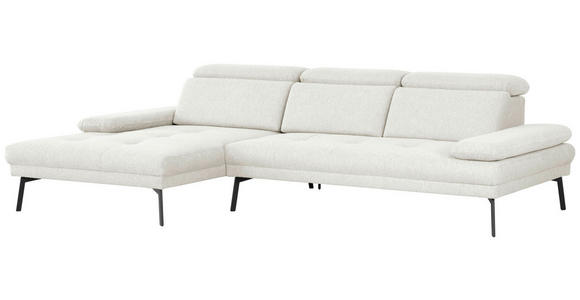 ECKSOFA Ottomane links, Eckteil  More_LZ Creme Webstoff  - Creme/Schwarz, Design, Textil/Metall (188/296cm) - Xora