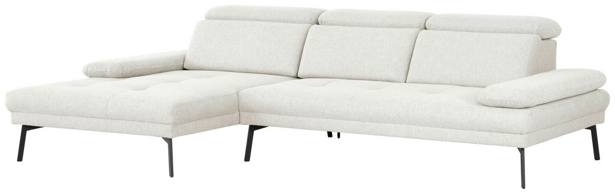 ECKSOFA More_LZ in Webstoff Creme  188/296 cm  - Creme/Schwarz, Design, Textil/Metall (188/296cm) - Xora