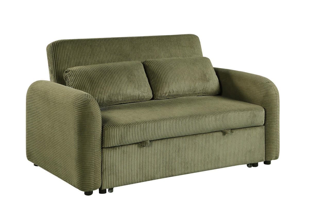 SCHLAFSOFA Cord Grün  - Schwarz/Grün, Design, Kunststoff/Textil (150/86/90cm) - MID.YOU
