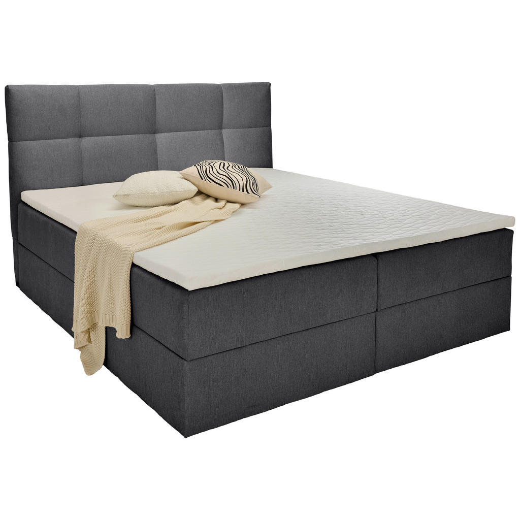 Thumbnail - Boxxx Boxbett, Dunkelgrau, Textil, H3, Höhe ca. 25 cm, 140x200 cm, Bettkasten, gepolstertes Kopfteil, in verschiedenen G...
