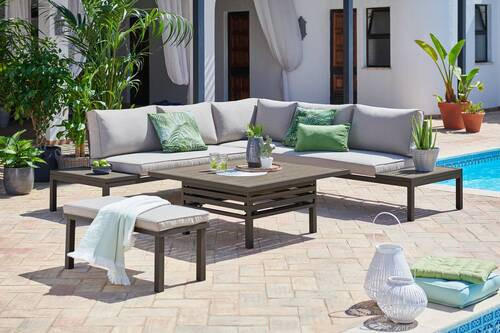 DINING-LOUNGESET 248/248 cm Aluminium  - Taupe/Beige, Design, Glas/Textil (248/248cm) - Amatio