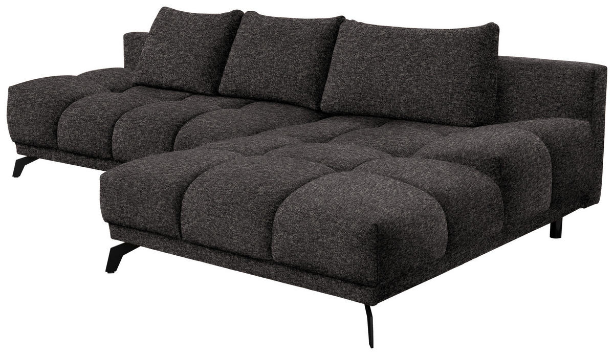 ECKSOFA in Chenille Anthrazit  - Anthrazit/Schwarz, Modern, Textil/Metall (290/182cm) - Hom`in