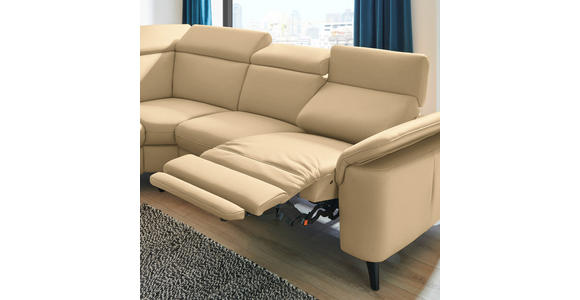 ECKSOFA in Echtleder Beige  - Beige/Schwarz, Design, Leder/Metall (239/289cm) - Cantus