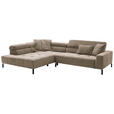 ECKSOFA in Cord Taupe  - Taupe/Schwarz, KONVENTIONELL, Textil/Metall (219/311cm) - Hom`in