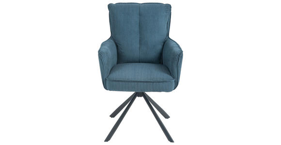 ARMLEHNSTUHL in Eisen Cord - Blau/Schwarz, Design, Textil/Metall (62/95/67cm) - Novel