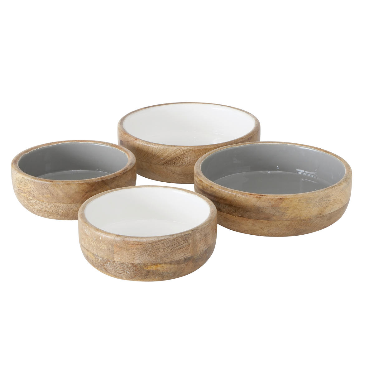 SCHALE   - Naturfarben/Weiß, Basics, Holz (19,5/7,5cm) - Ambia Home