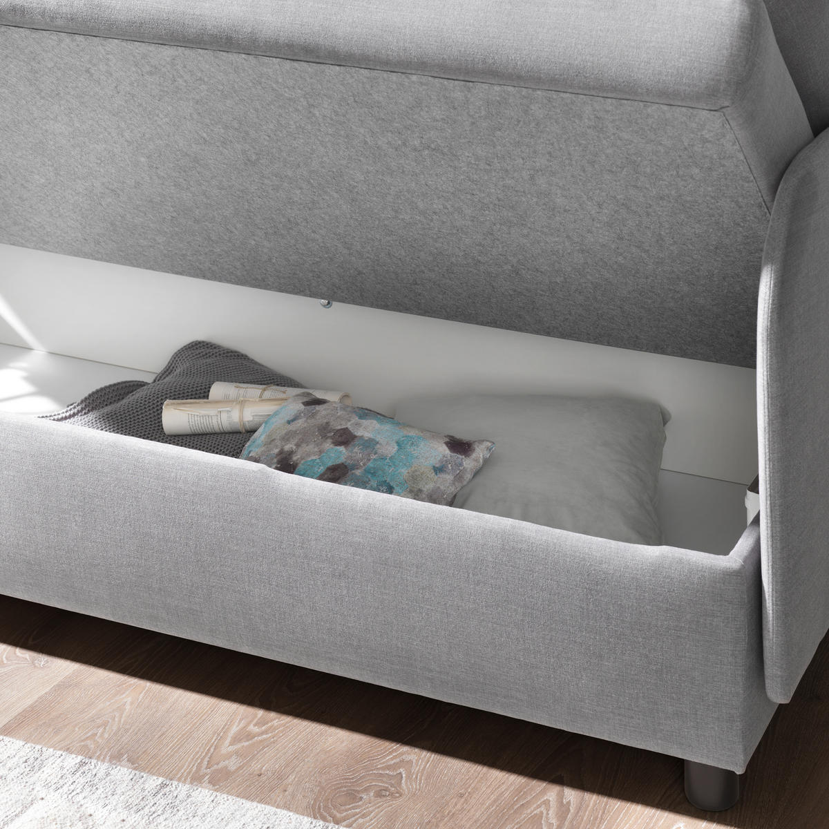 LIEGE in Dunkelgrau  - Wengefarben/Dunkelgrau, MODERN, Holz/Textil (206/80/94cm) - Joka