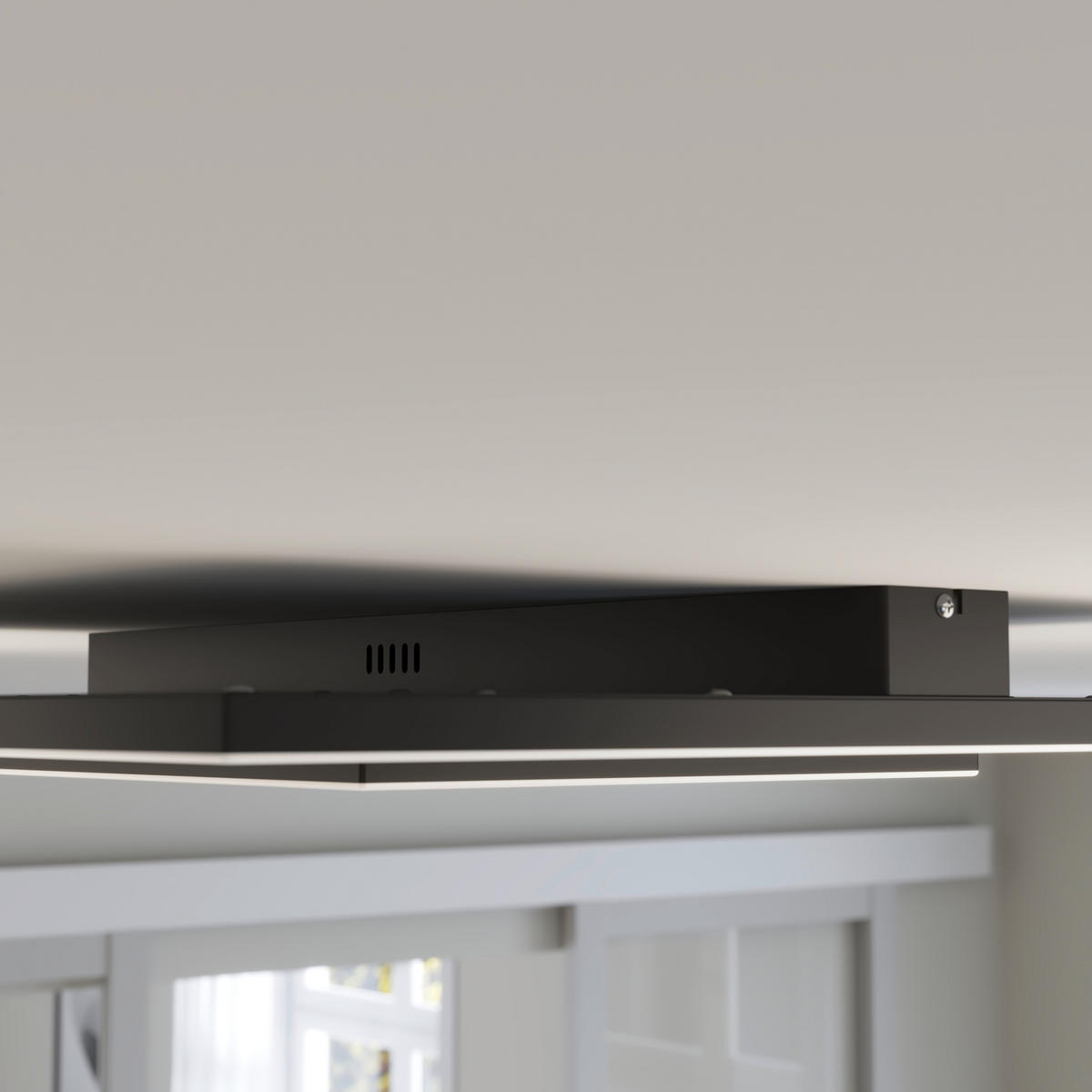 STROPNÍ LED SVÍTIDLO, 50/50/6 cm - černá, Design, kov/dřevo (50/50/6cm) - Novel