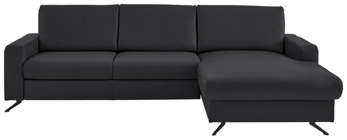ECKSOFA in Echtleder Anthrazit  267/165 cm  - Anthrazit/Schwarz, Design, Leder/Metall (267/165cm) - Beldomo Premium