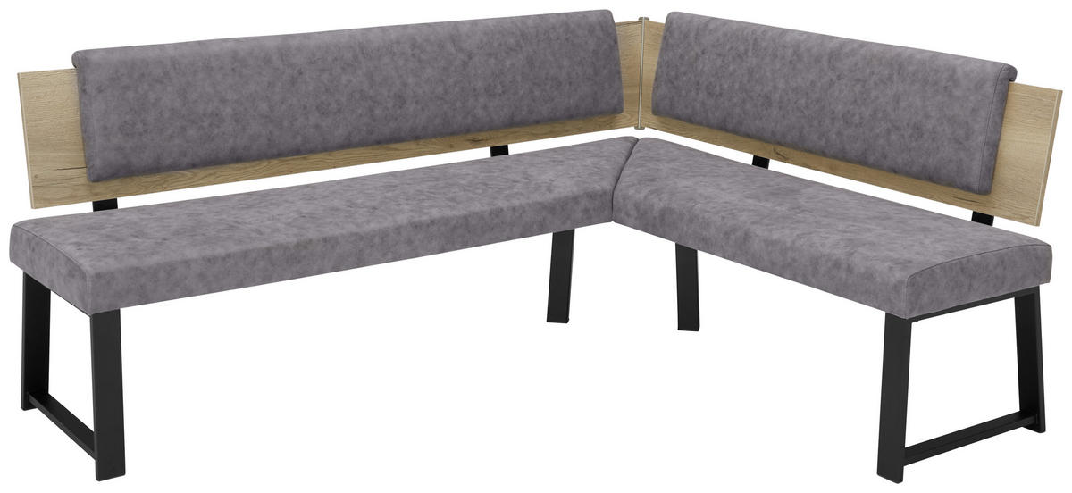 ECKBANK 200/160 cm  in Grau, Schwarz, Eichefarben  - Eichefarben/Schwarz, MODERN, Holzwerkstoff/Textil (200/160cm) - Venda