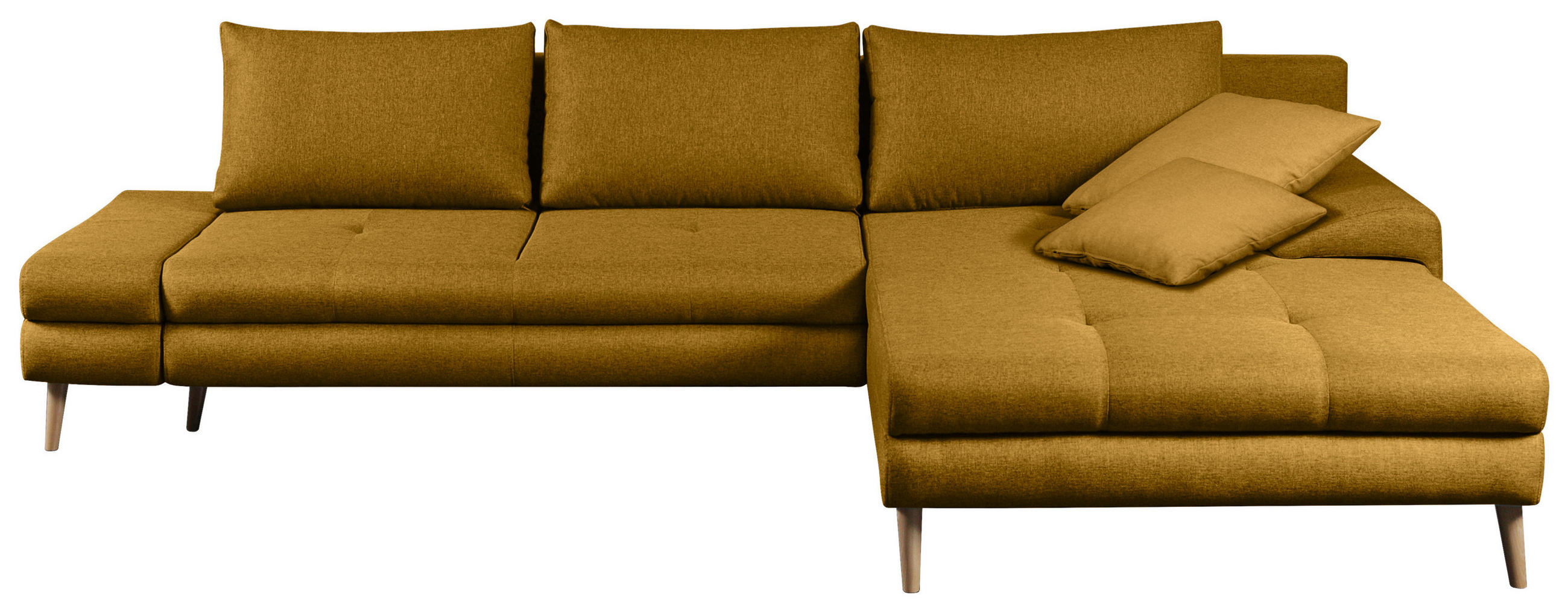 ECKSOFA Gelb Webstoff  - Gelb/Erlefarben, Trend, Holz/Textil (313/215cm) - MID.YOU