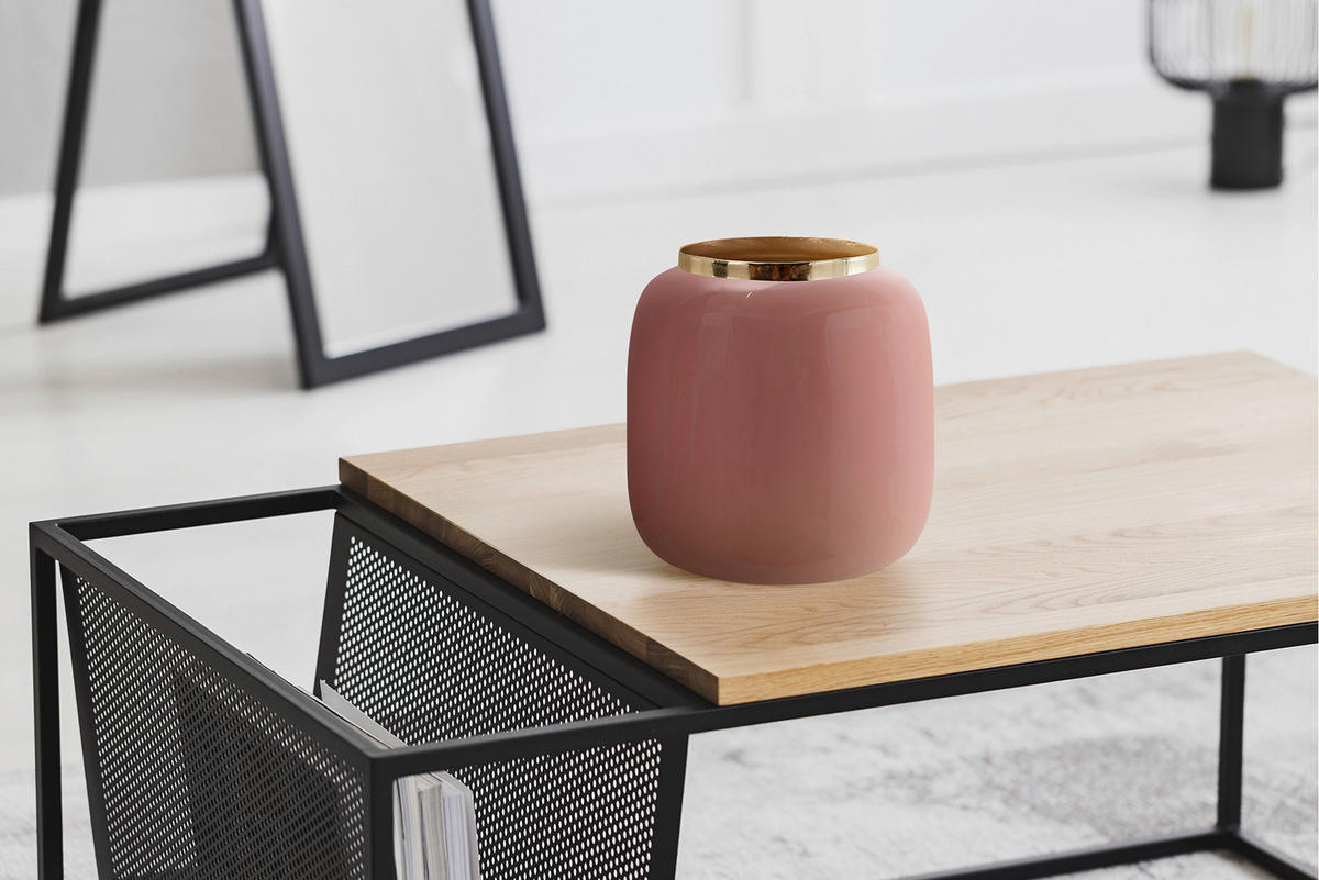 VASE  - Goldfarben/Rosa, Trend, Metall (20/20/20cm) - Kayoom
