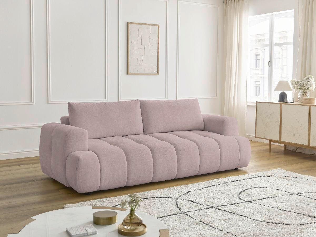 SCHLAFSOFA FUJI Leinenoptik Pink  inkl.  - Pink/Schwarz, MODERN, Kunststoff/Textil (251/113/88cm)