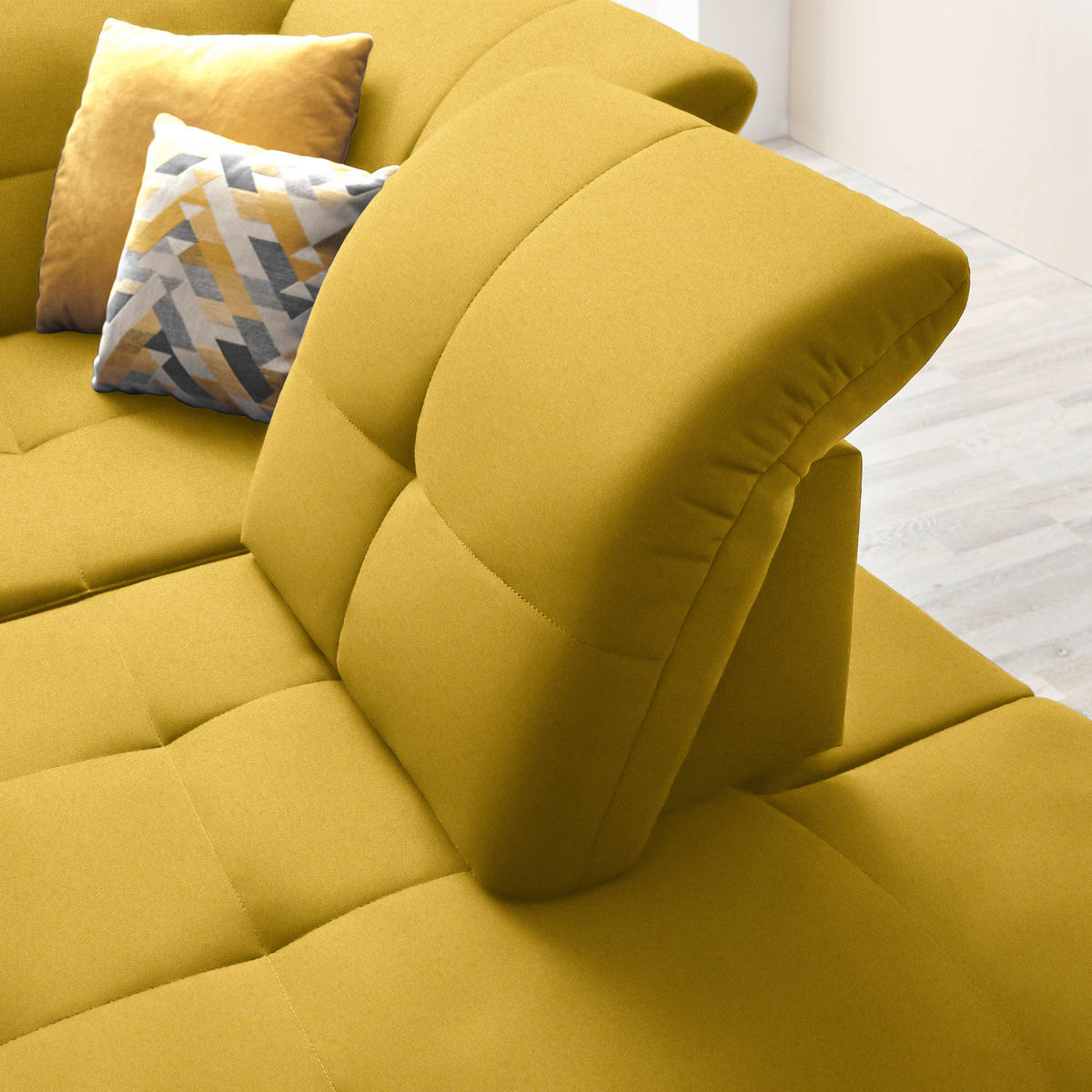 ECKSOFA in Chenille Currygelb  310/240 cm  - Currygelb/Schwarz, Design, Textil/Metall (310/240cm) - Xora