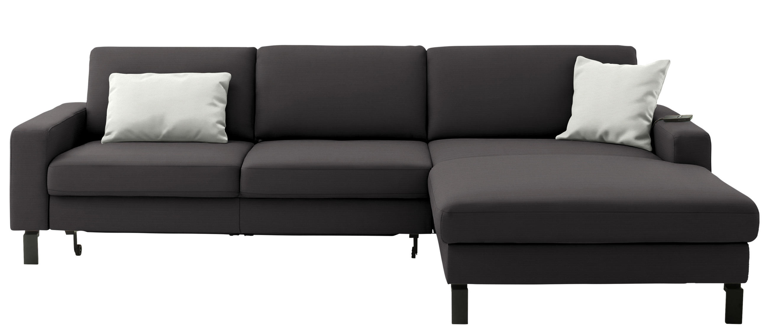 ECKSOFA Cord Dunkelbraun  - Dunkelbraun/Schwarz, Design, Textil/Metall (298/185cm) - Pure Home Lifestyle