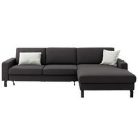 ECKSOFA Cord Dunkelbraun  - Dunkelbraun/Schwarz, Design, Textil/Metall (298/185cm) - Pure Home Lifestyle