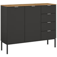SIDEBOARD 120/100/42 cm Graphitfarben, Eiche Artisan  - Alufarben/Graphitfarben, Trend, Holzwerkstoff/Metall (120/100/42cm) - Stylife