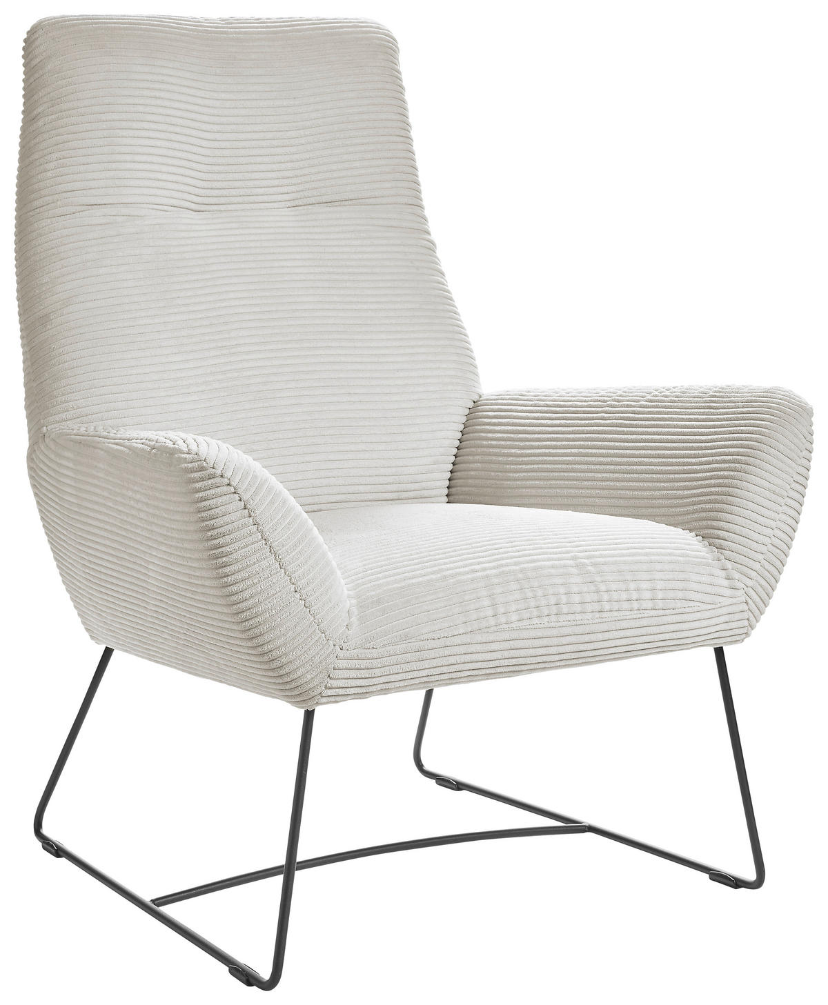 SESSEL in Cord Weiss  - Weiss/Schwarz, Design, Textil/Metall (82/102/81cm) - Hom`in