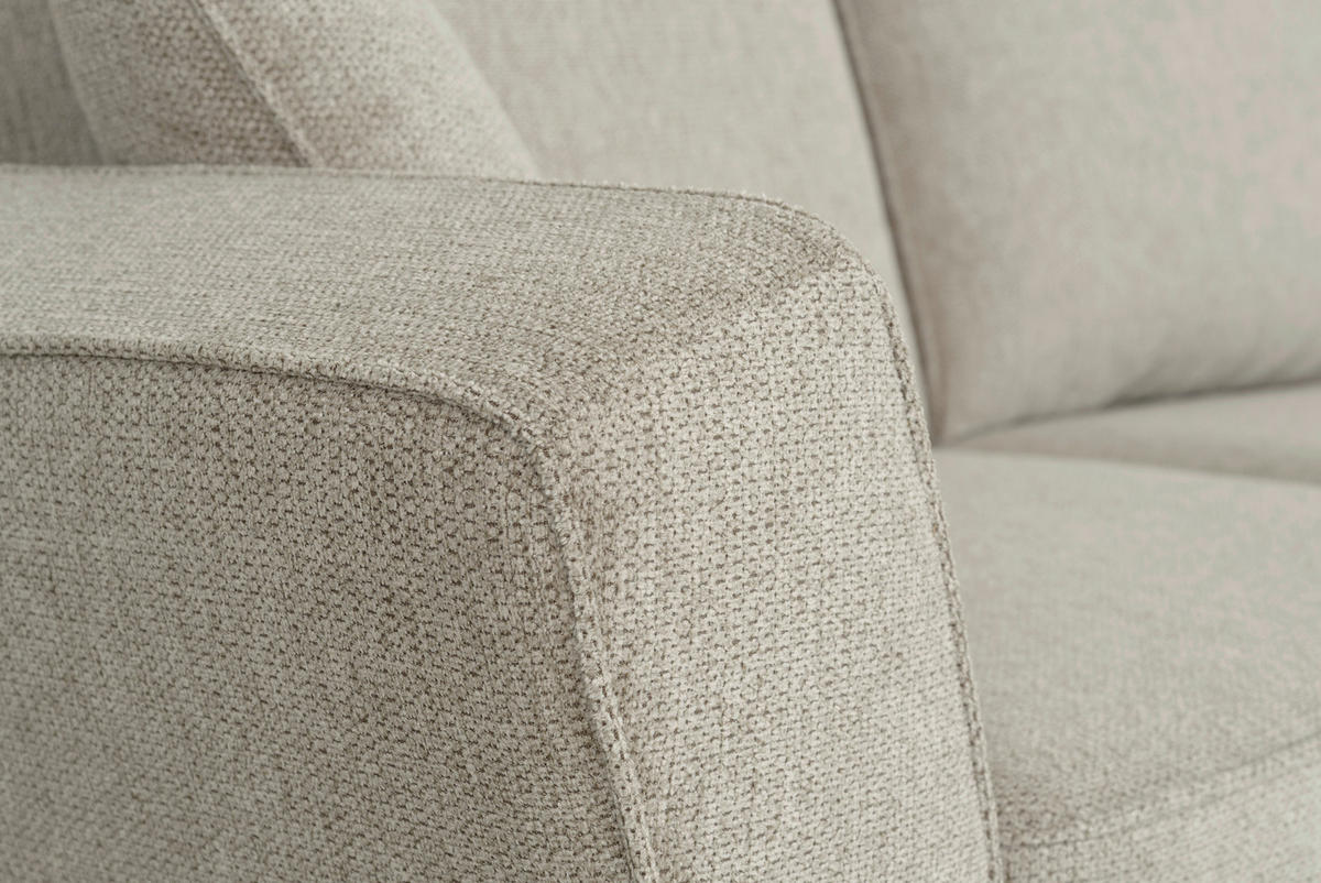 ECKSOFA in Flachgewebe Taupe  - Taupe/Eichefarben, KONVENTIONELL, Holz/Textil (265/159cm) - Carryhome