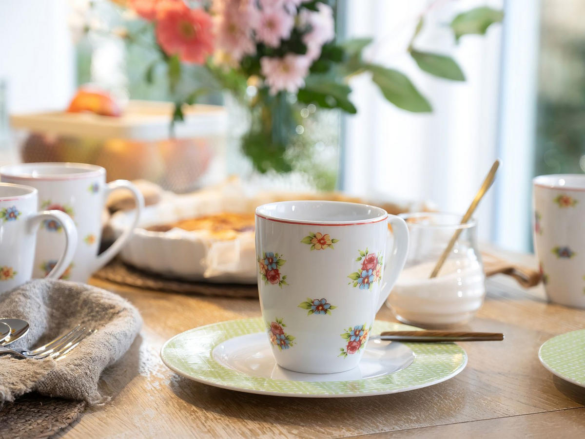 KOMBISERVICE Blau, Gelb, Grün, Rot, Weiß 16-teilig 4 Personen  - Blau/Gelb, Keramik (32/31,5/33cm) - Creatable