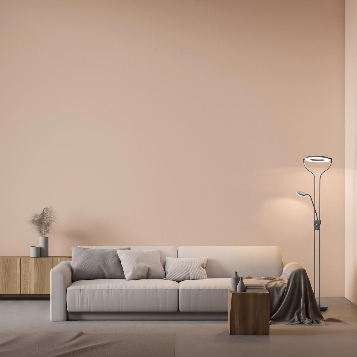 LED-STEHLEUCHTE Sorento 36/47/180 cm Modern  - Sandfarben/Grau, Design, Metall (36/47/180cm) - Fischer & Honsel