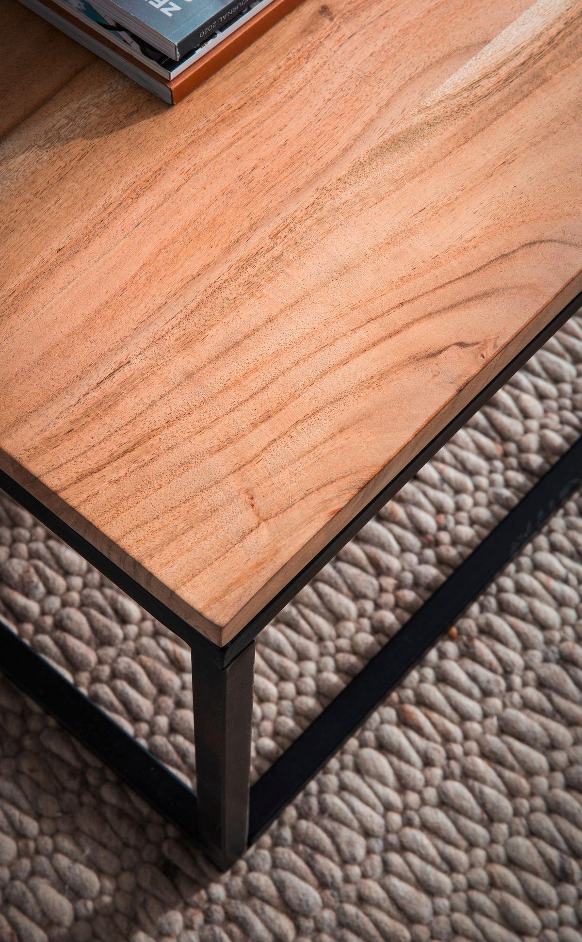 COUCHTISCH in Holz 120/60/40 cm  - Schwarz/Akaziefarben, Design, Holz/Metall (120/60/40cm) - Livetastic