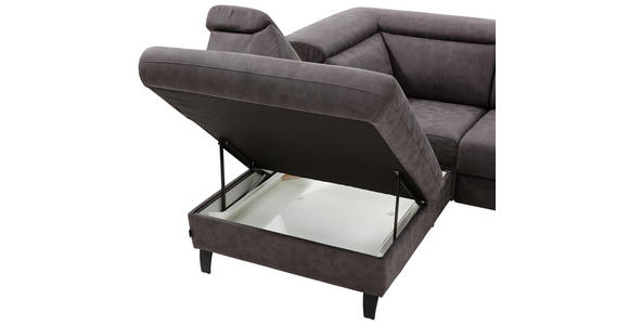 WOHNLANDSCHAFT Grau Webstoff - Schwarz/Grau, Natur, Textil/Metall (204/284cm) - Valnatura