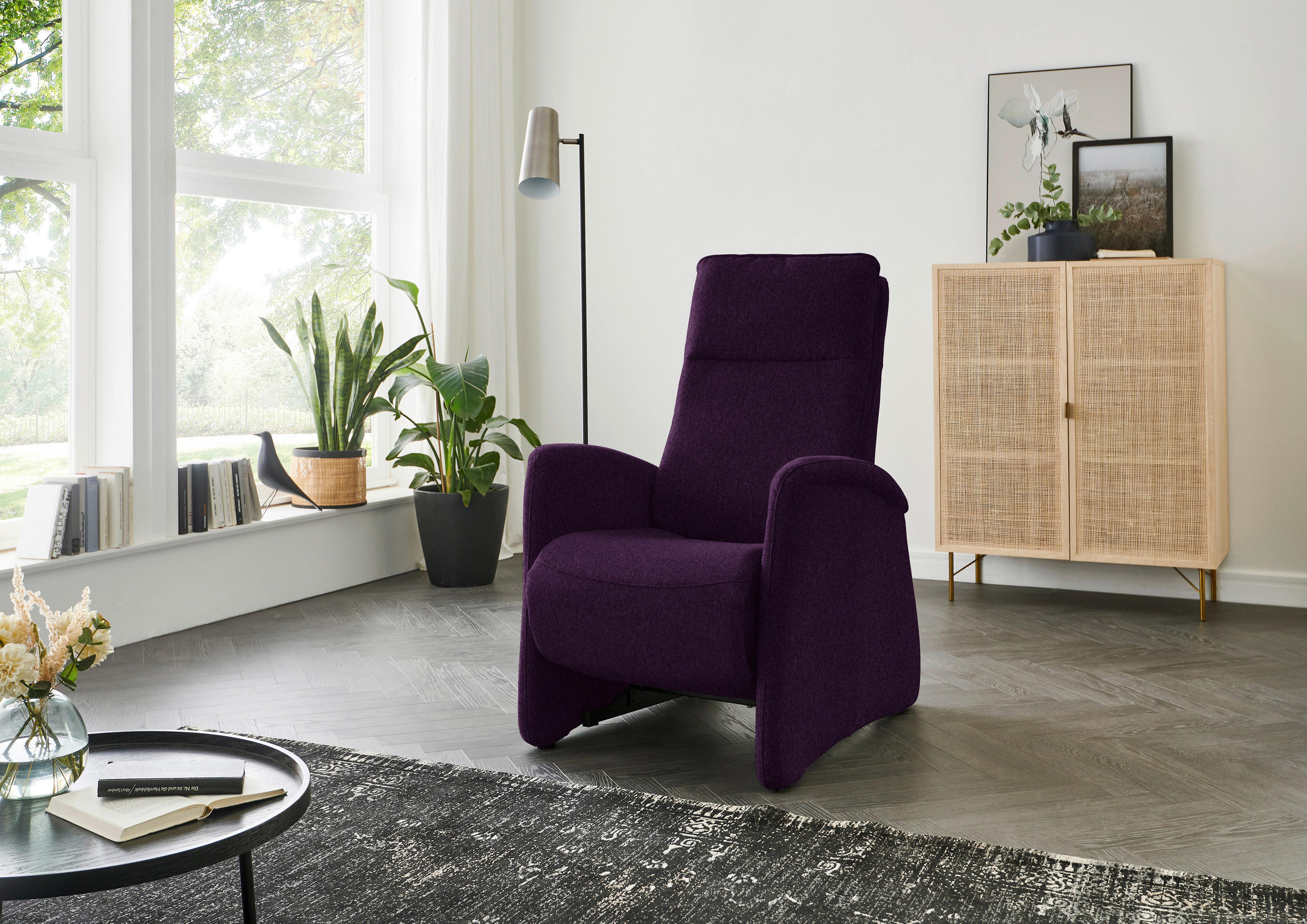 FERNSEHSESSEL in Chenille Violett  - Violett, Konventionell, Textil (79/114/87-176cm) - Valdera